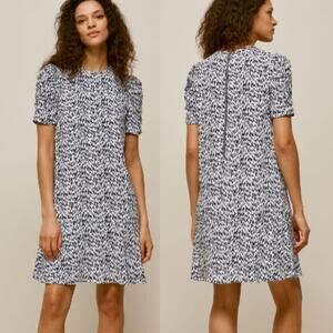 NEW! Whistles Petal Printed Dress 8 Black White Knee‑Length Elegant Casual $279